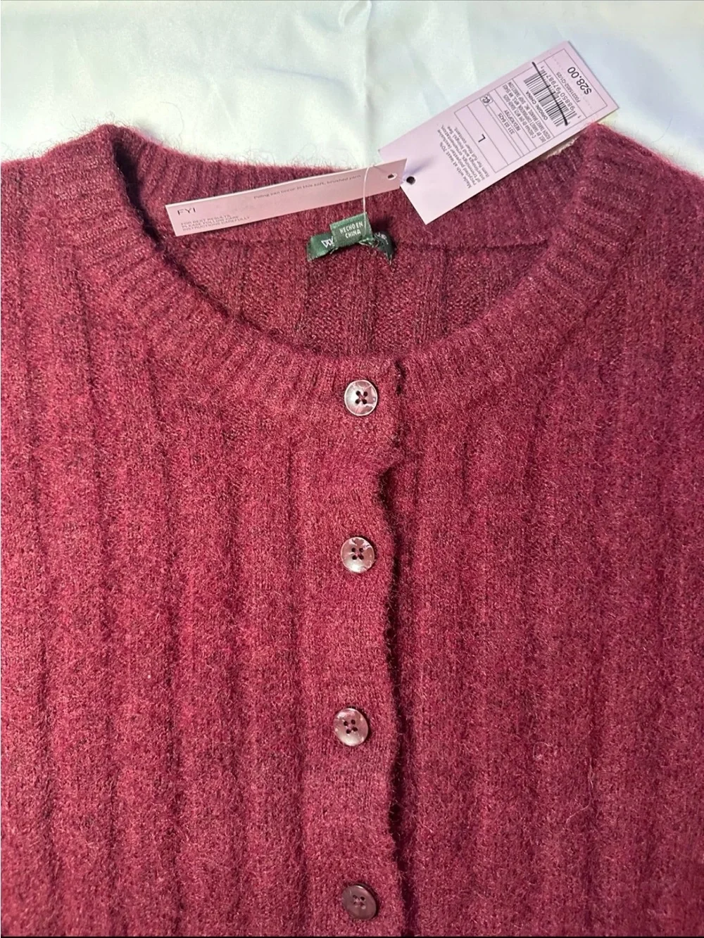 Wild Fable Fuzzy Burgundy Button Down Cardigan Size Large NWT